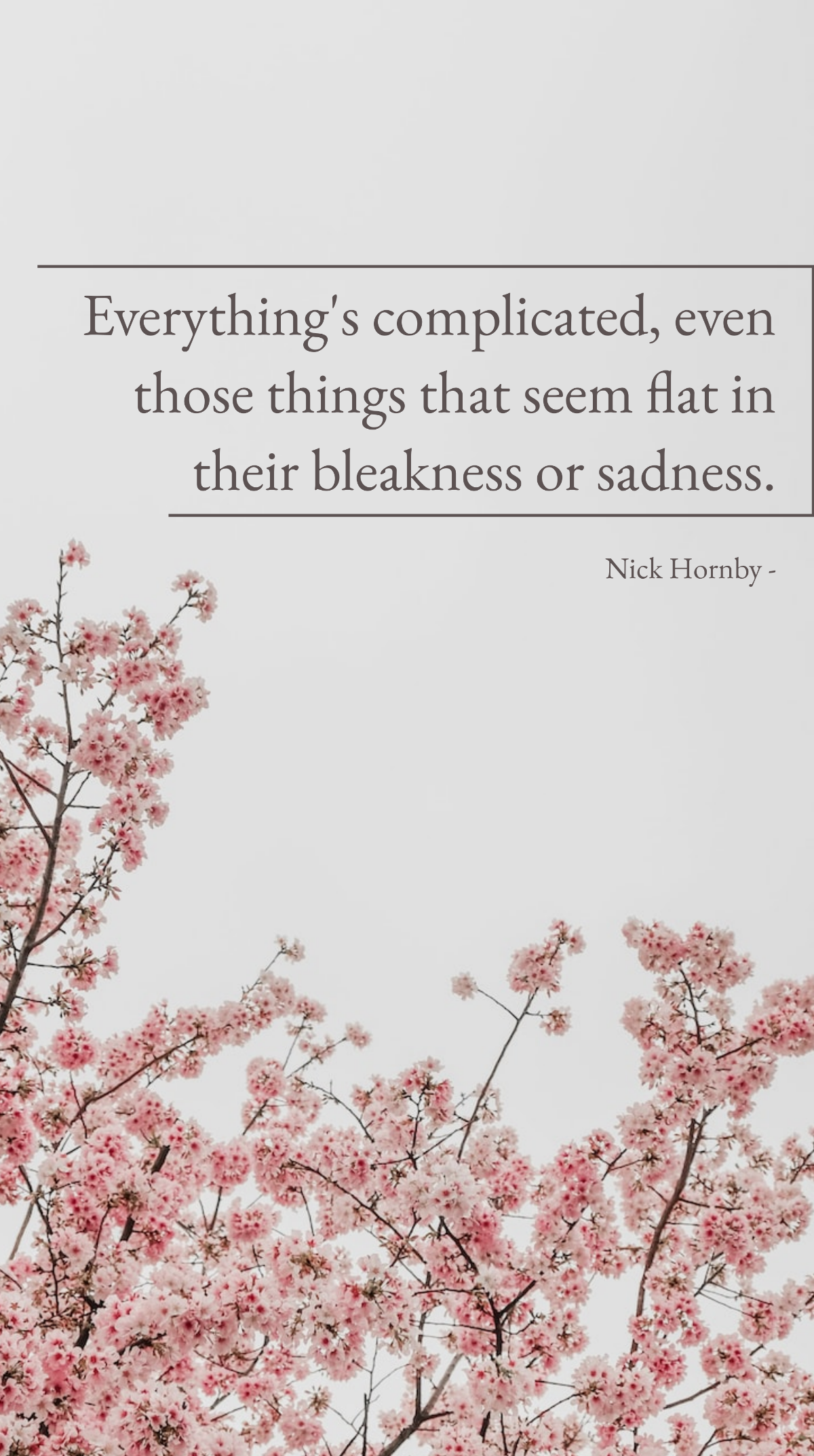 Nick Hornby - Everything's complicated, even those things that seem flat in their bleakness or sadness. Template