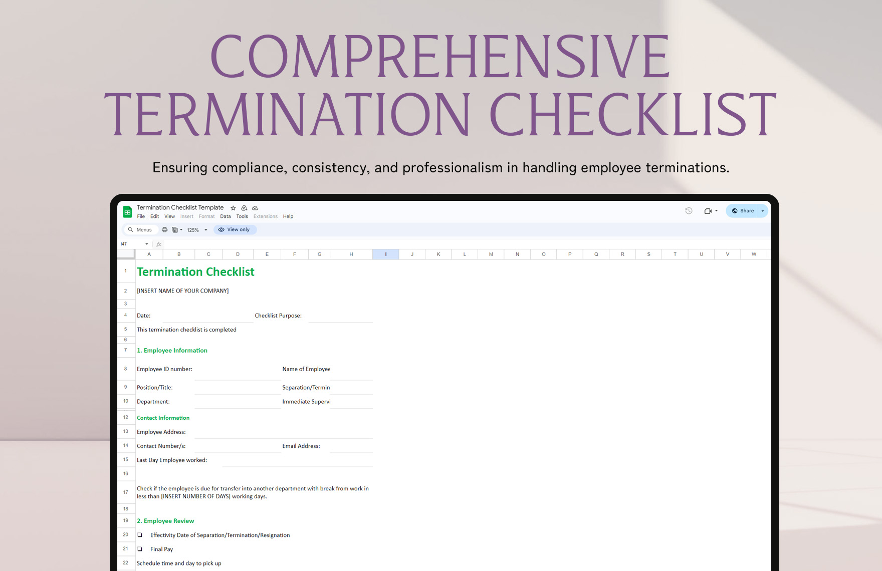 Termination Checklist Template