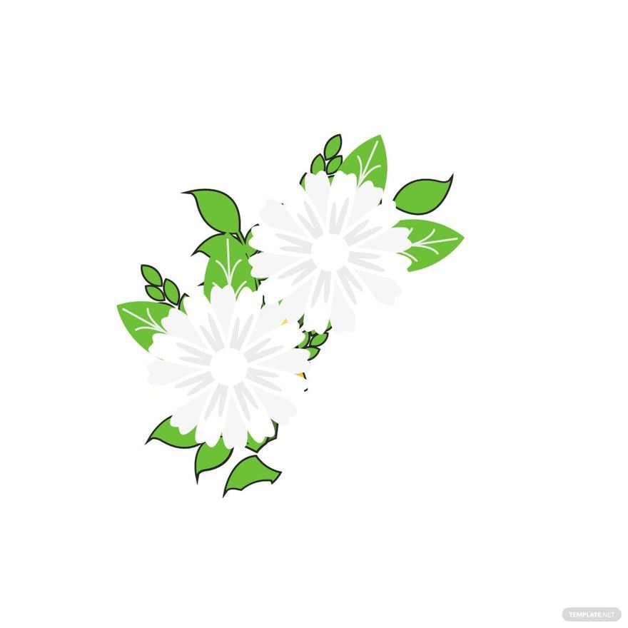 White Floral Clipart in Illustrator