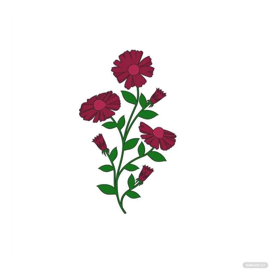 Burgundy Floral Clipart in Illustrator