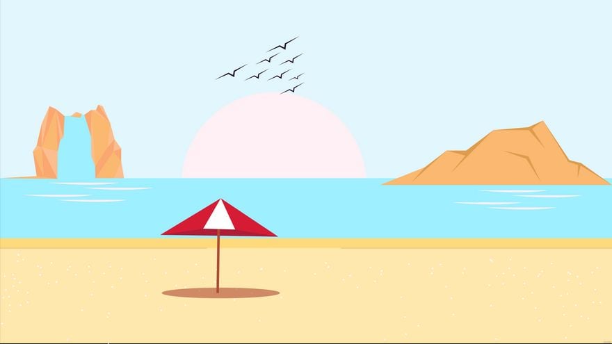 Beach Landscape Background in Illustrator, EPS, SVG