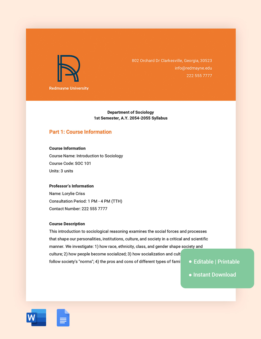 Infographic Syllabus Template Download In Word Google Docs 