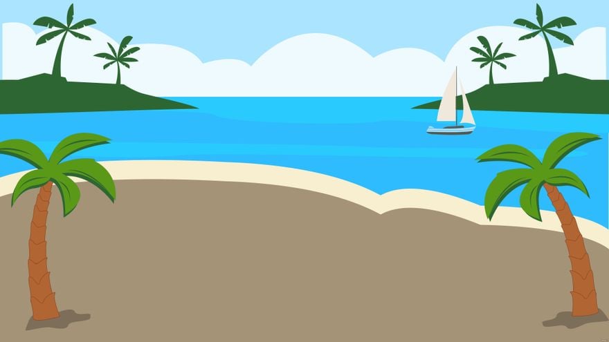 Palm Tree Beach Background in Illustrator, EPS, SVG, JPG, PNG