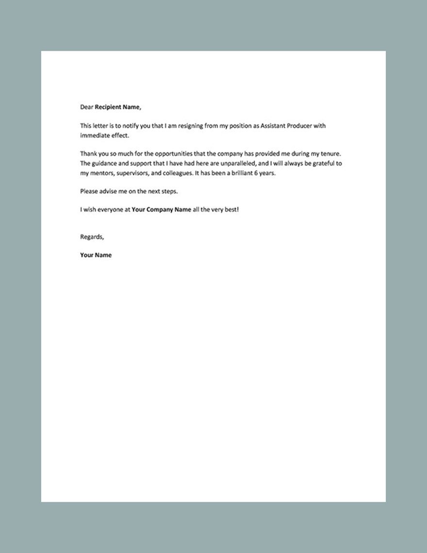 Employee Resignation Letter Template
