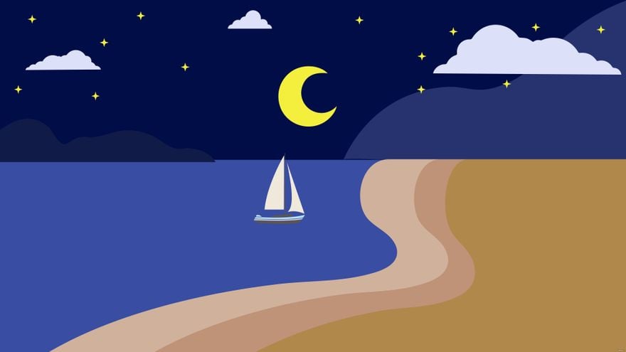 Free Night Beach Background in Illustrator, EPS, SVG, JPG, PNG