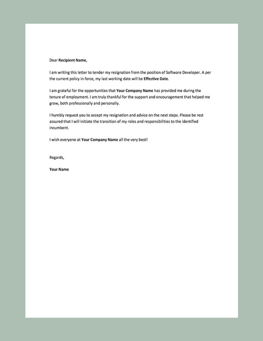 Resignation Letters Templates Google Docs Format Free Download Template Net