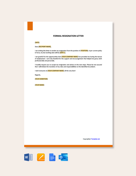 FREE Resignation Letter Templates in Google Docs Template net