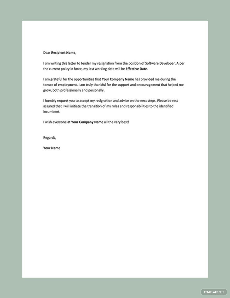 Short Formal Resignation Letter