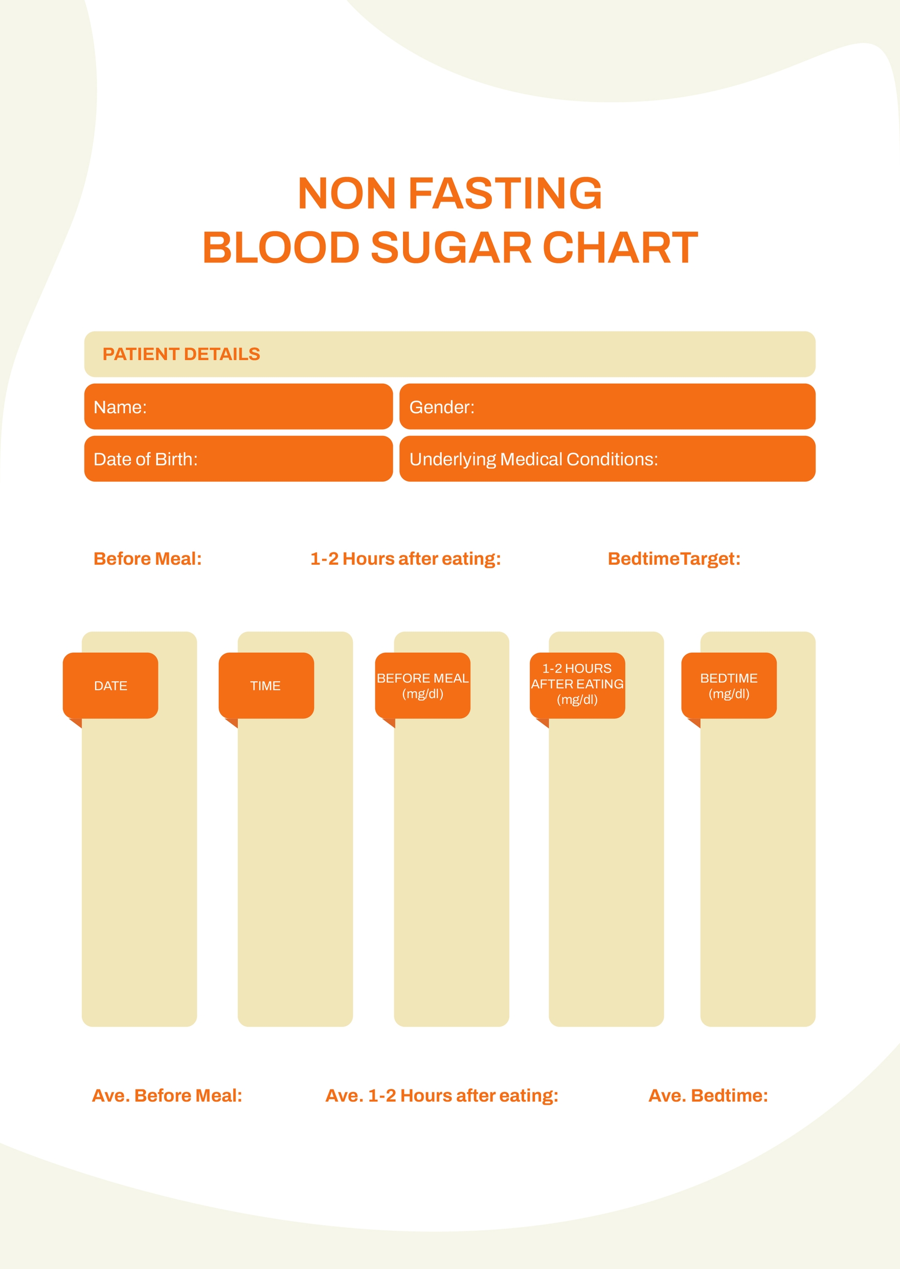 Free Non Fasting Blood Sugar Chart in PDF