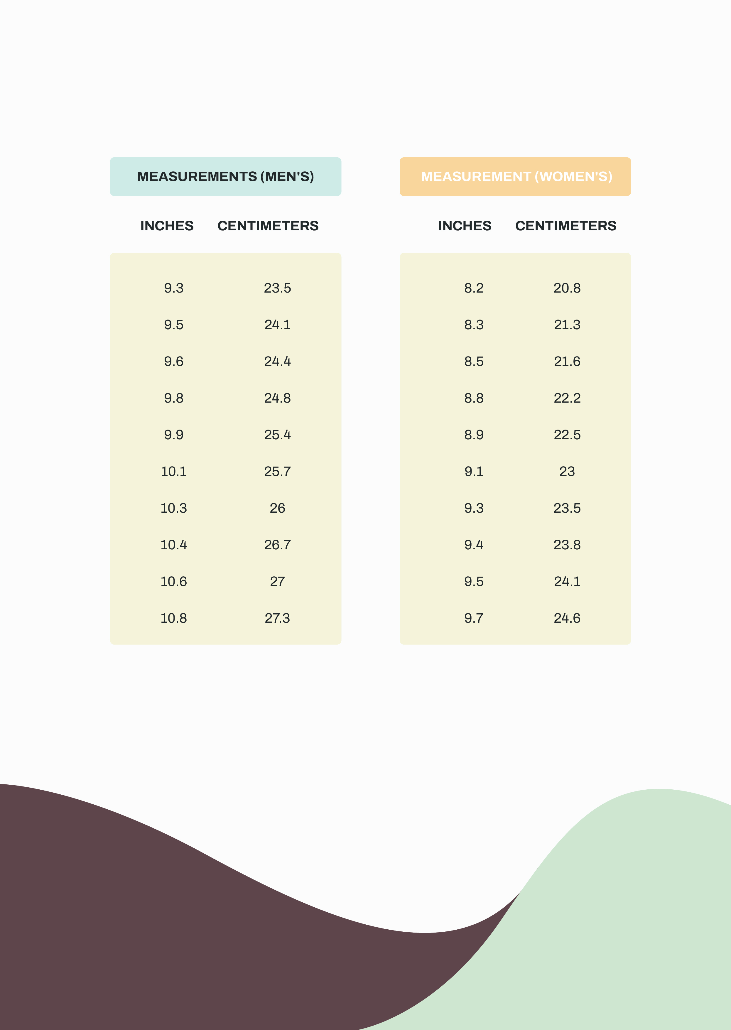 Free Shoe Size Conversion Chart Template to Edit Online