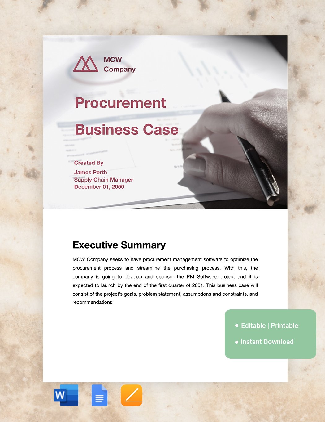 Free Procurement Business Case Template in Word, Google Docs, Apple Pages
