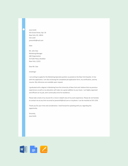 application letter template for google docs