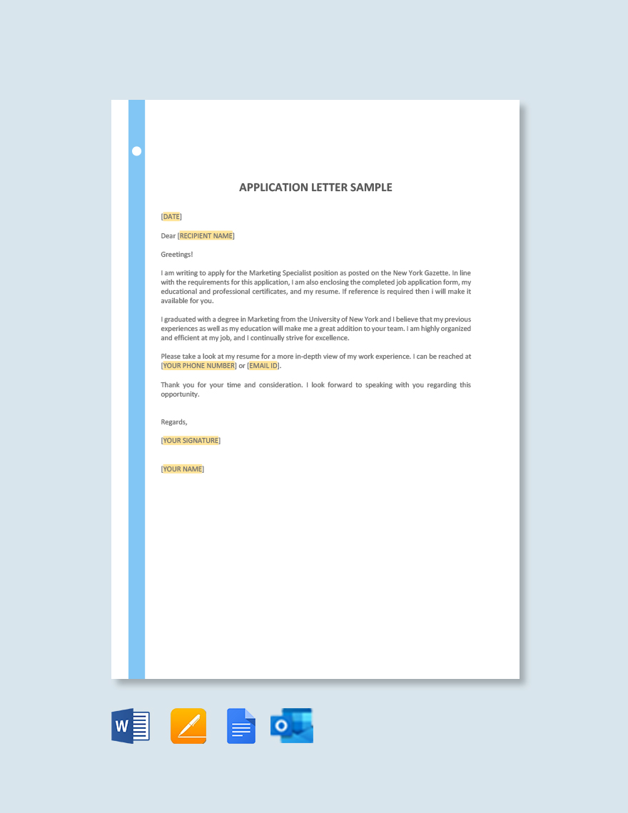 Application Letter Template Sample For Any Position Google Docs, Word