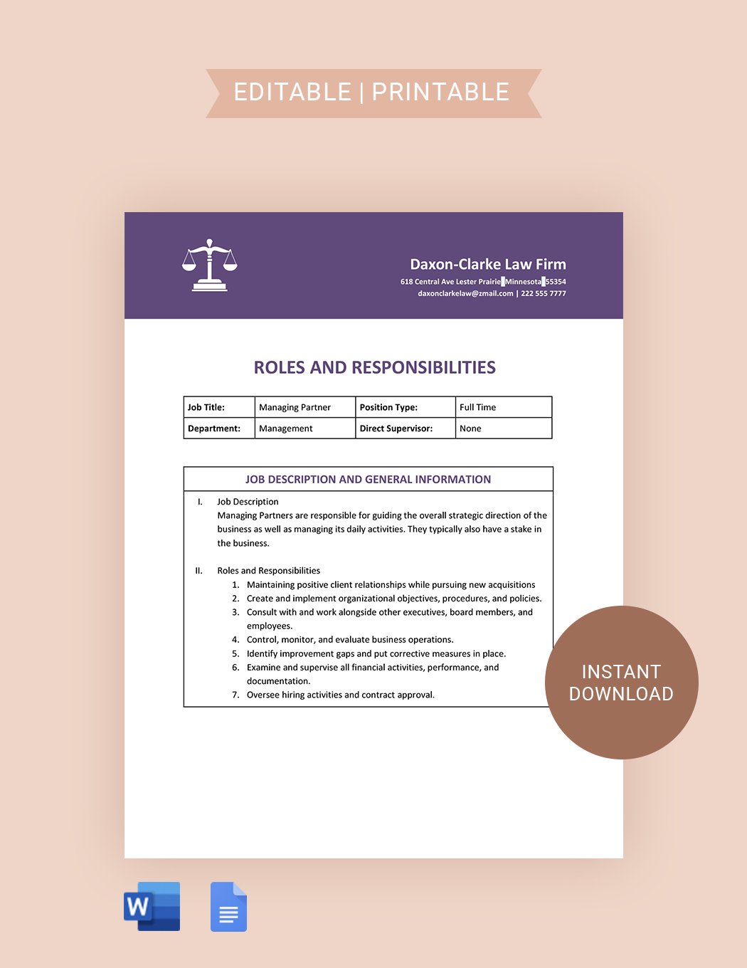Partnership Roles And Responsibilities Template