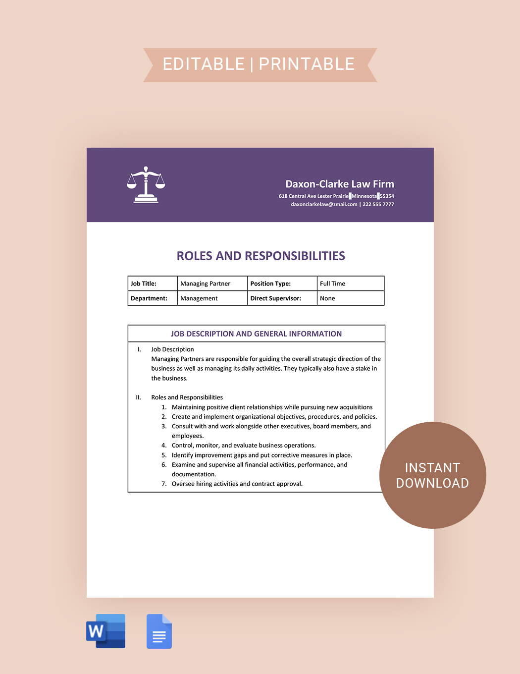 Partnership Roles And Responsibilities Template Download In Word 