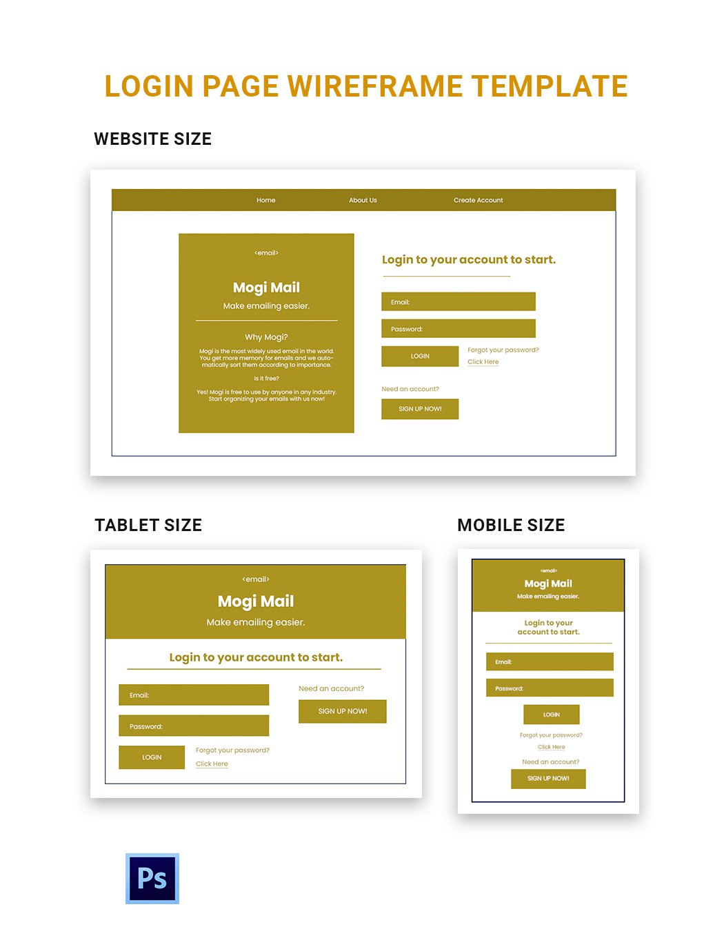 Login Page Wireframe Template
