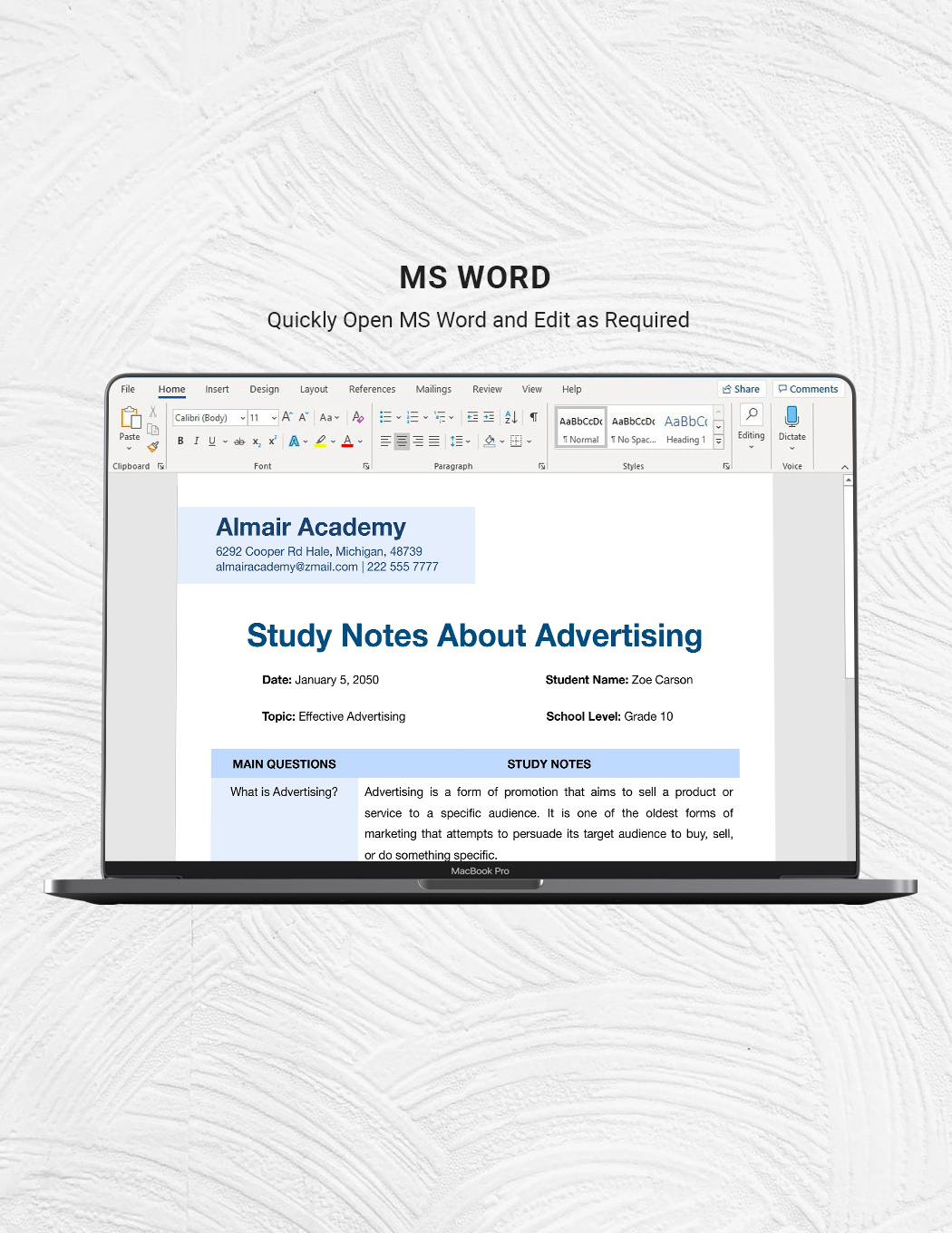 Digital Note Taking Template