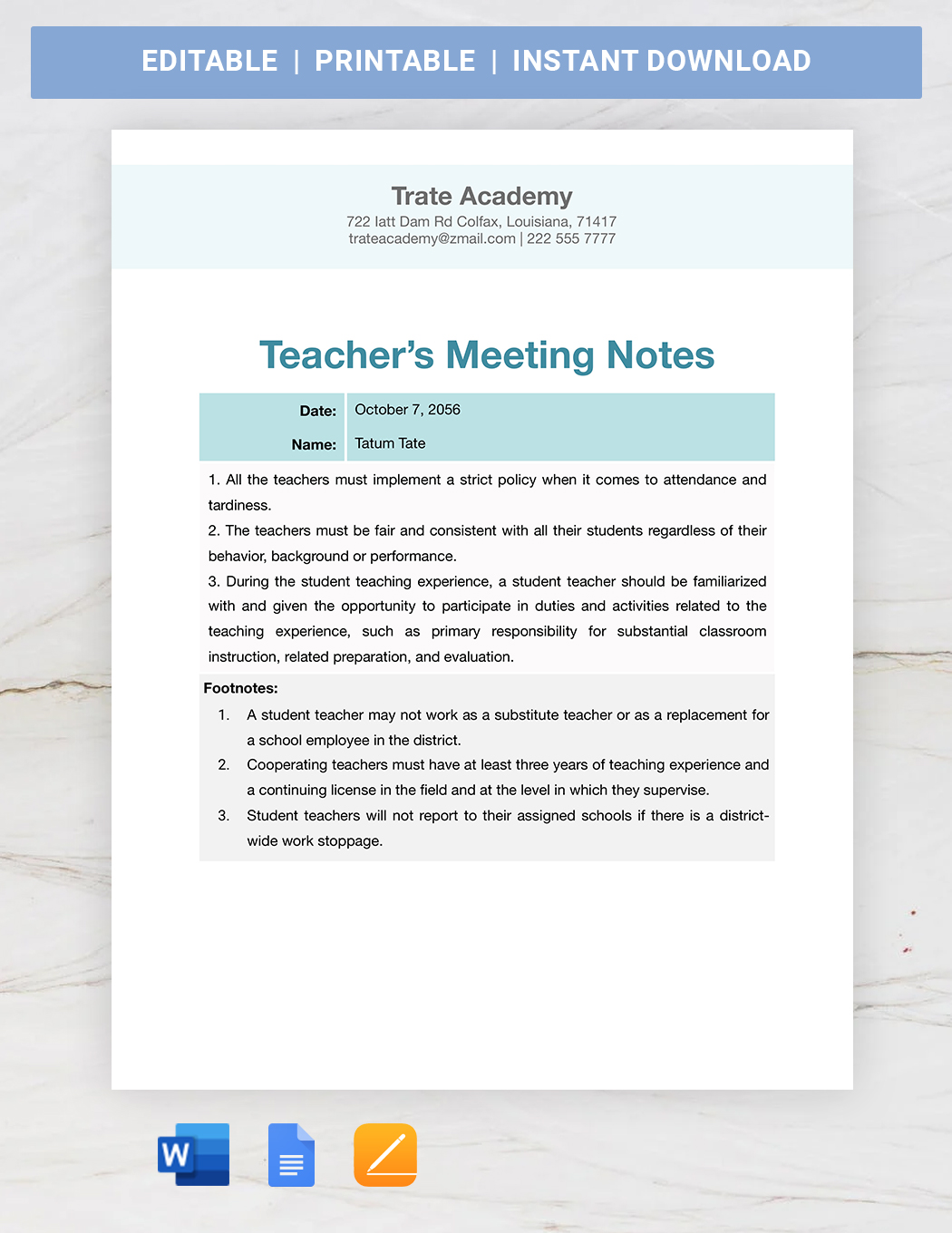 Image 5 for Meeting Notes Template Word