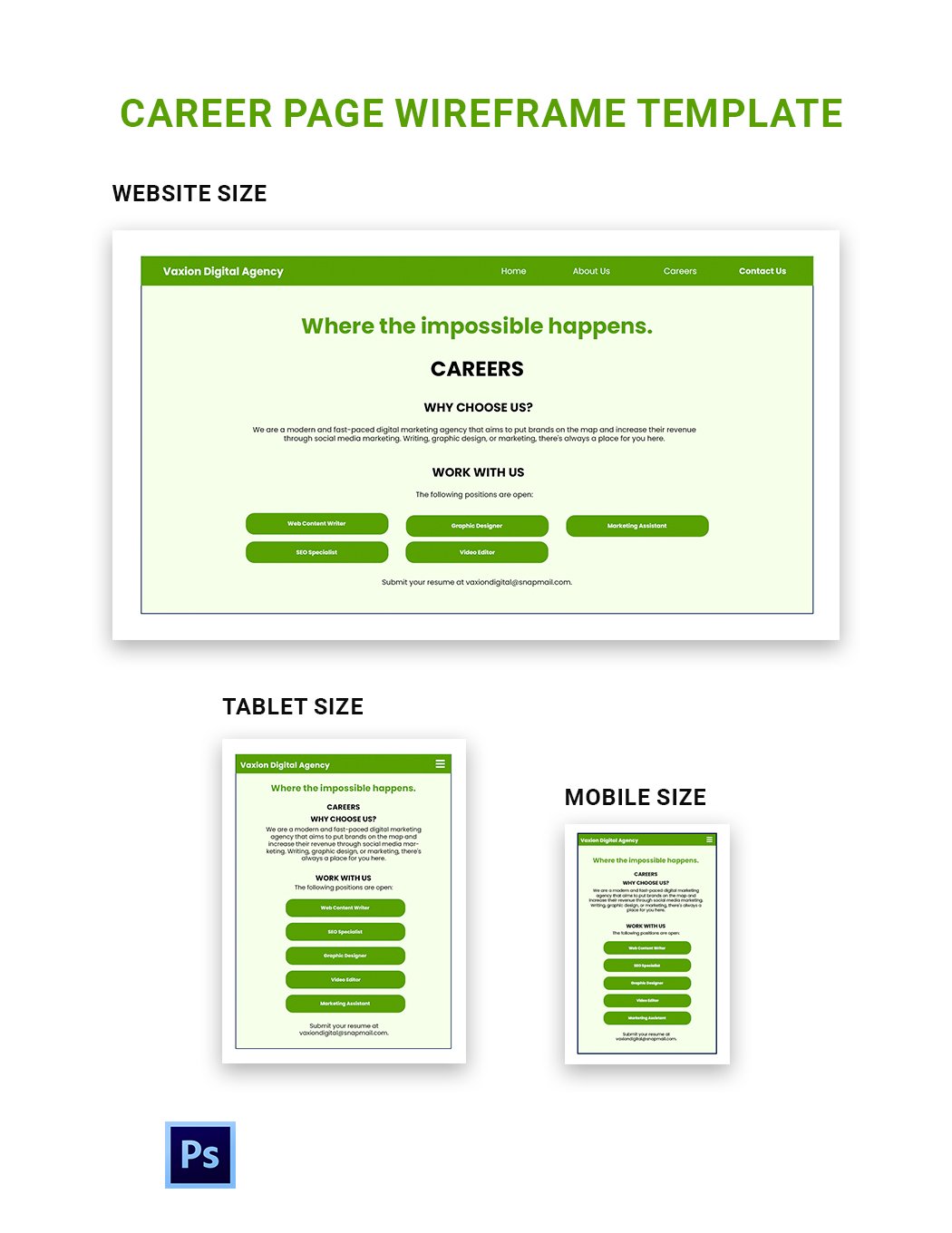 Career Page Wireframe Template