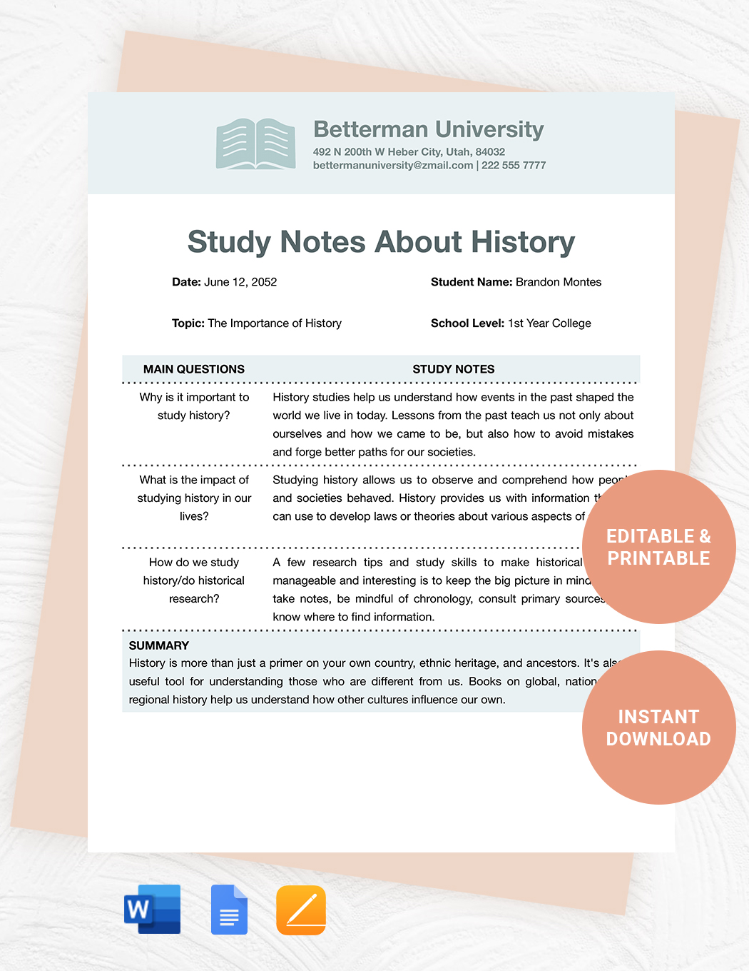 Free Simple Note Taking Template