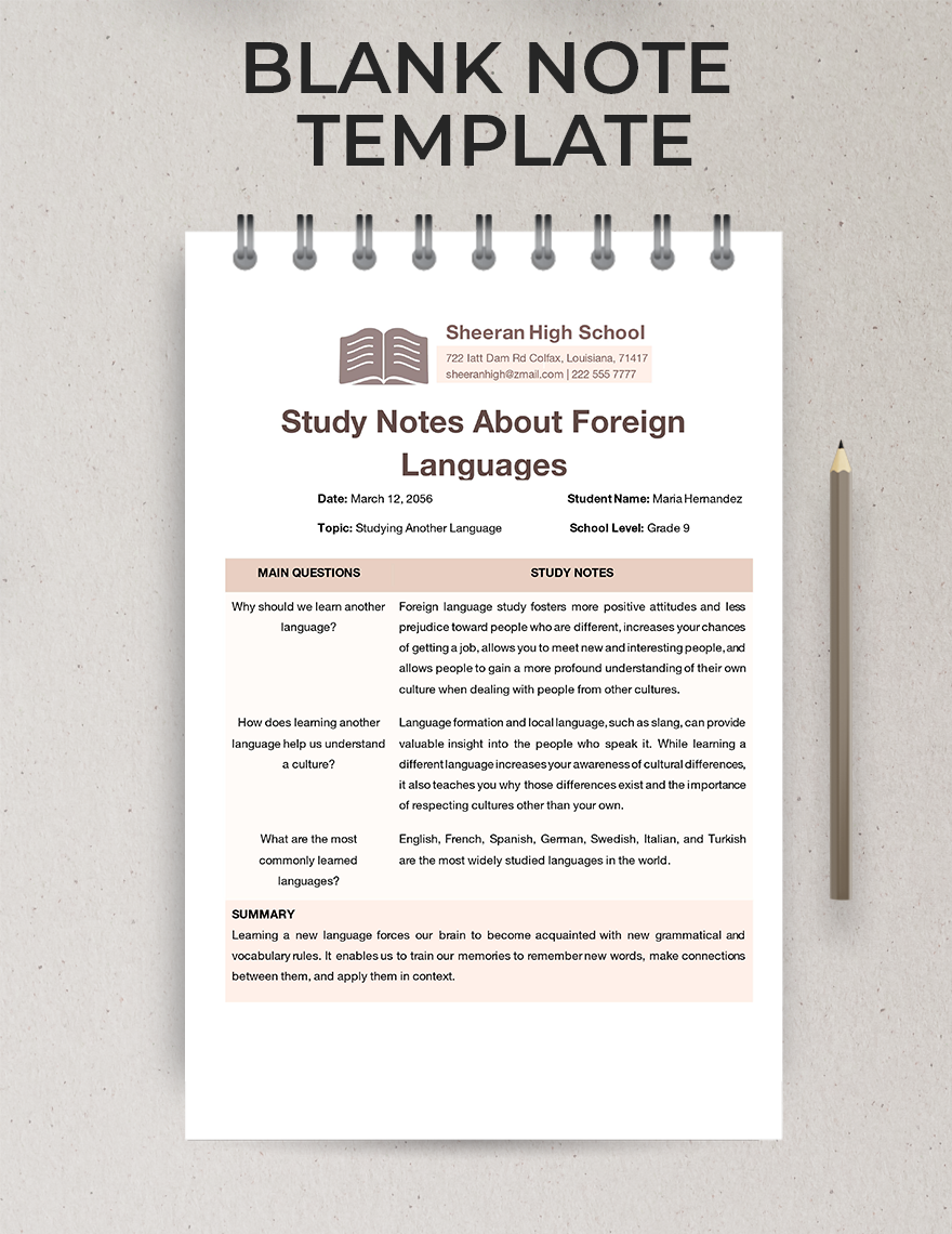 Free Digital Note Taking Template Word Google Docs Apple Pages Template Net