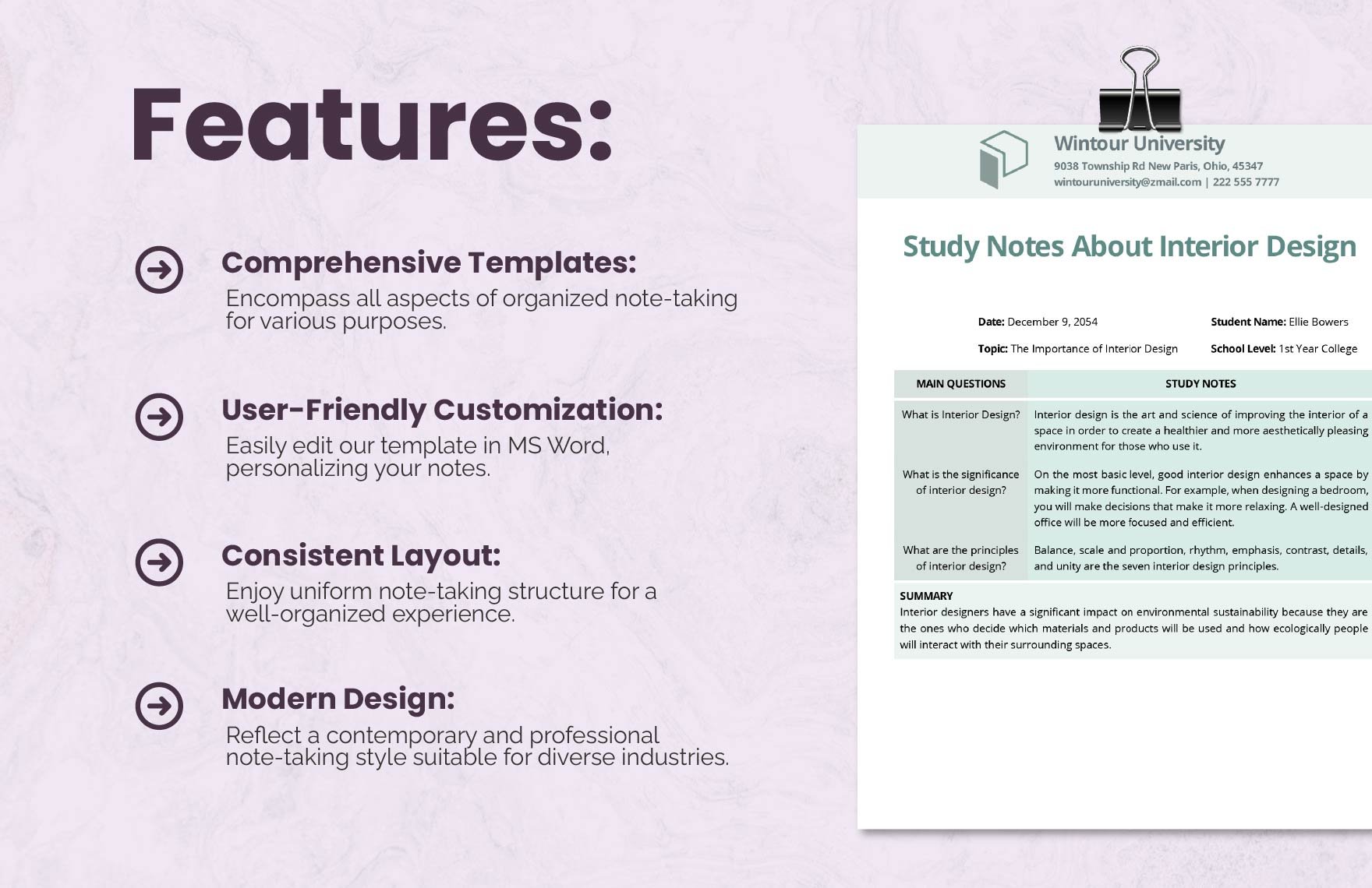 Modern Notes Taking Template