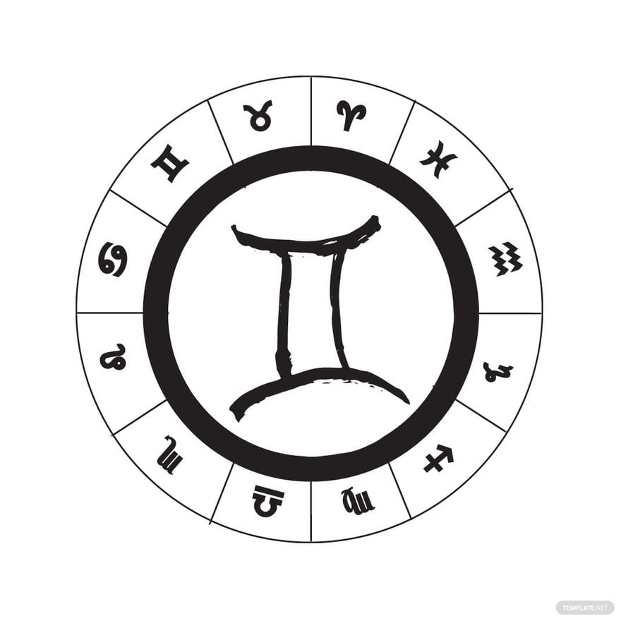 Free Round Gemini Zodiac Sign Clipart