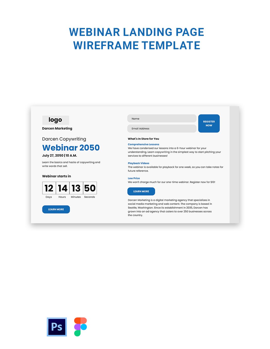 Webinar Landing Page Wireframe Template