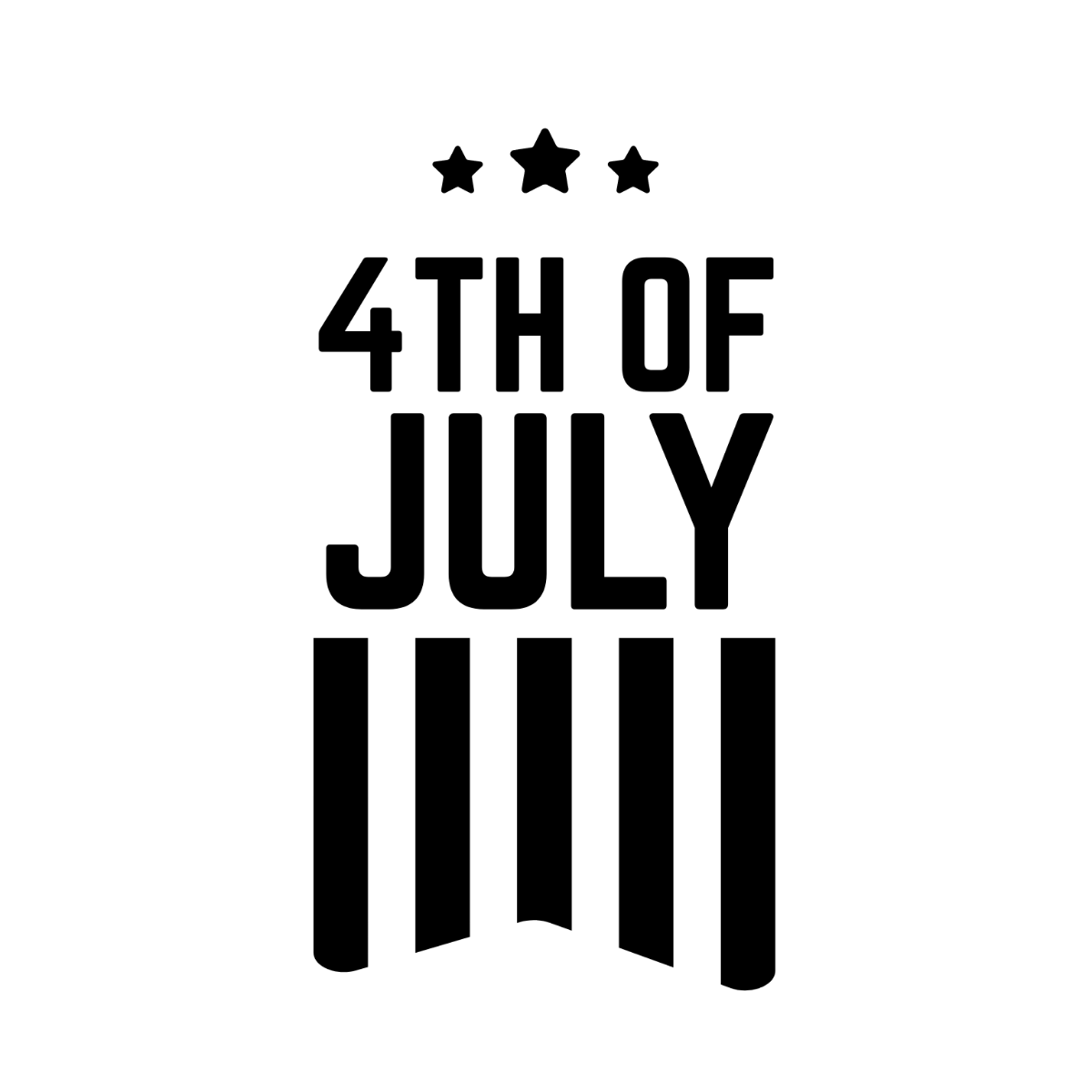 4th Of July Black And White Clipart Template