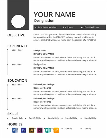 Blank Resume Template - Illustrator, InDesign, Word, Apple Pages, PSD, Publisher