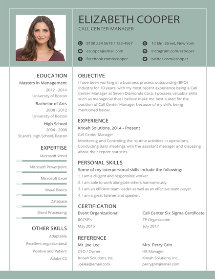 BPO Resume Template - Illustrator, InDesign, Word, Apple Pages, PSD, Publisher