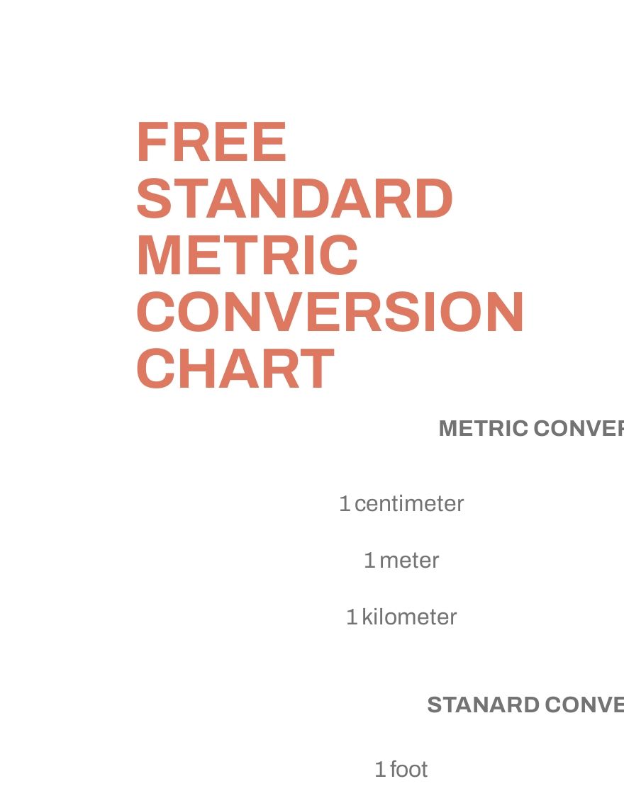 Unit Metric Conversion Chart Pdf Template Net