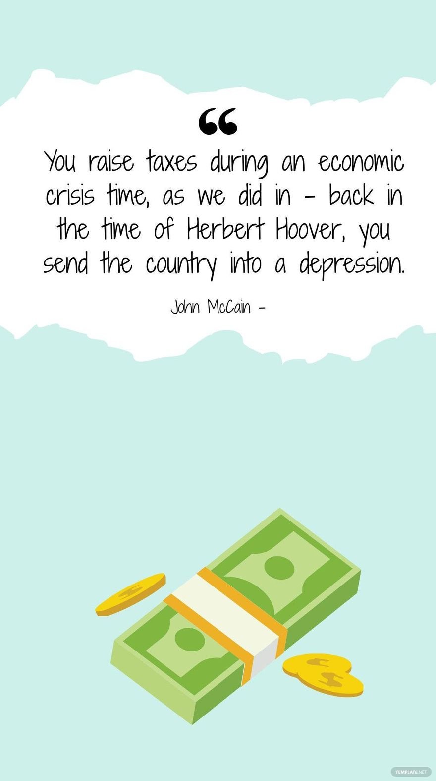 John McCain - You raise taxes during an economic crisis time, as we did in - back in the time of Herbert Hoover, you send the country into a depression.