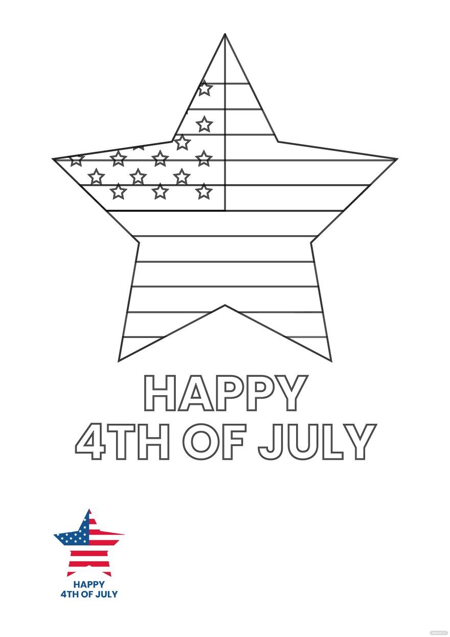 Happy 4th Of July Coloring Page