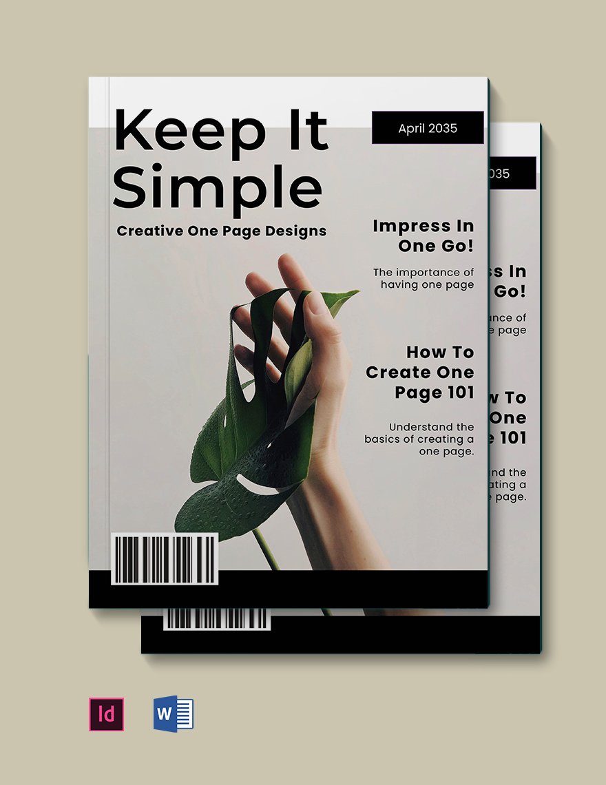 One Page Zine Template in Word, InDesign