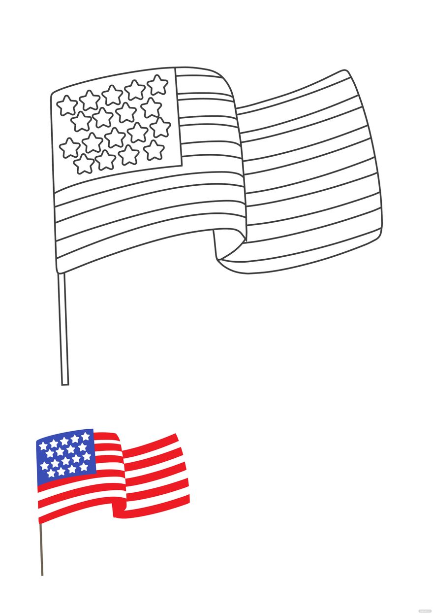 Free 4th Of July Flag Coloring Page in PDF, JPG