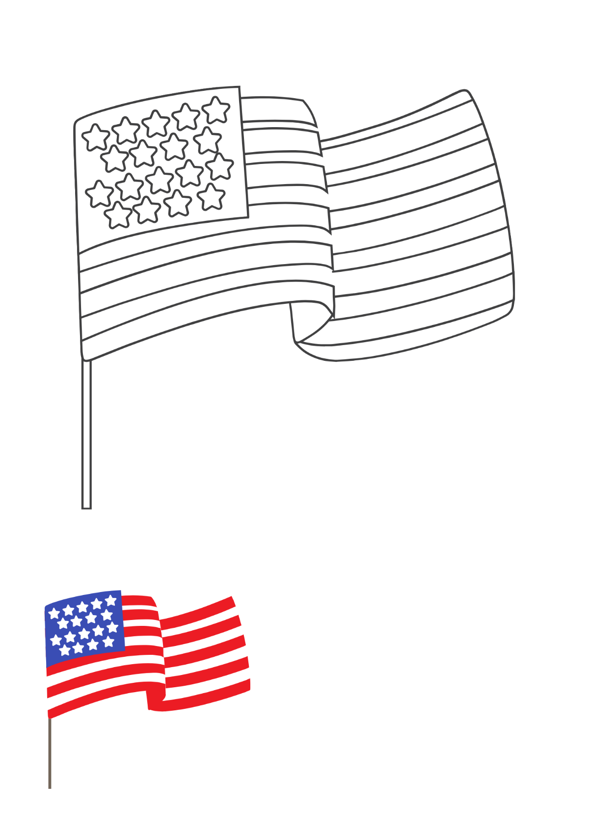 Free 4th Of July Flag Coloring Page Template