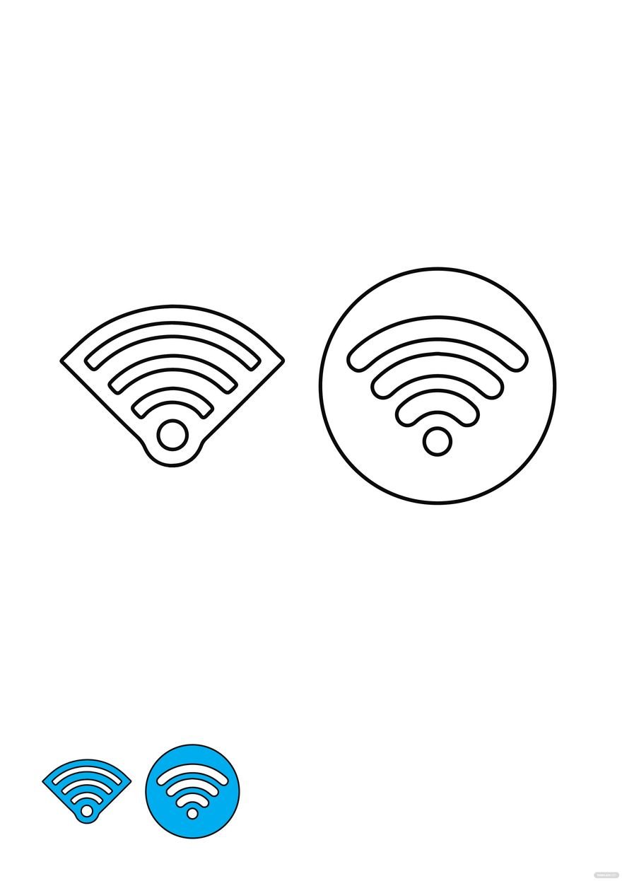 Blue WiFi Coloring Page in PDF, JPG