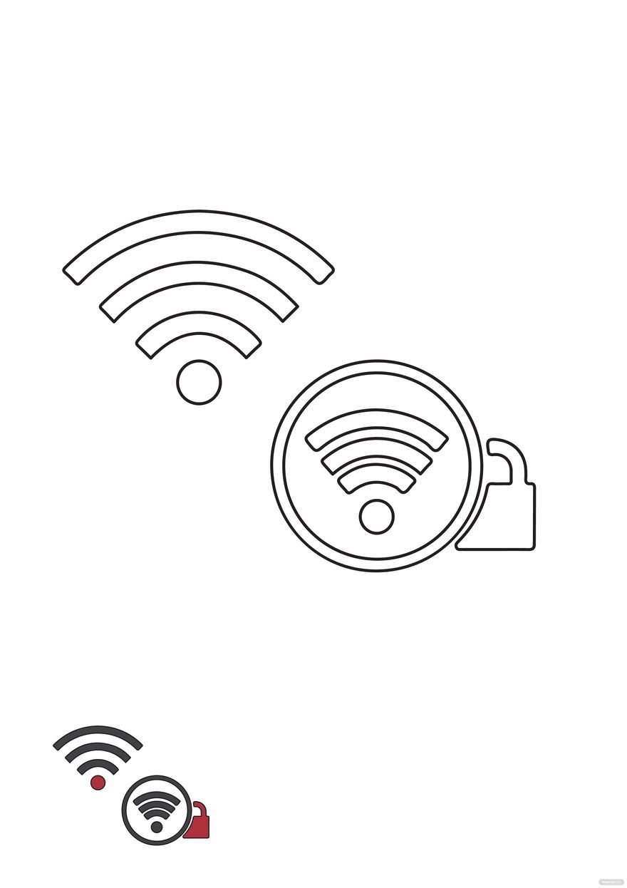 WiFi Symbol Coloring Page in PDF, JPG