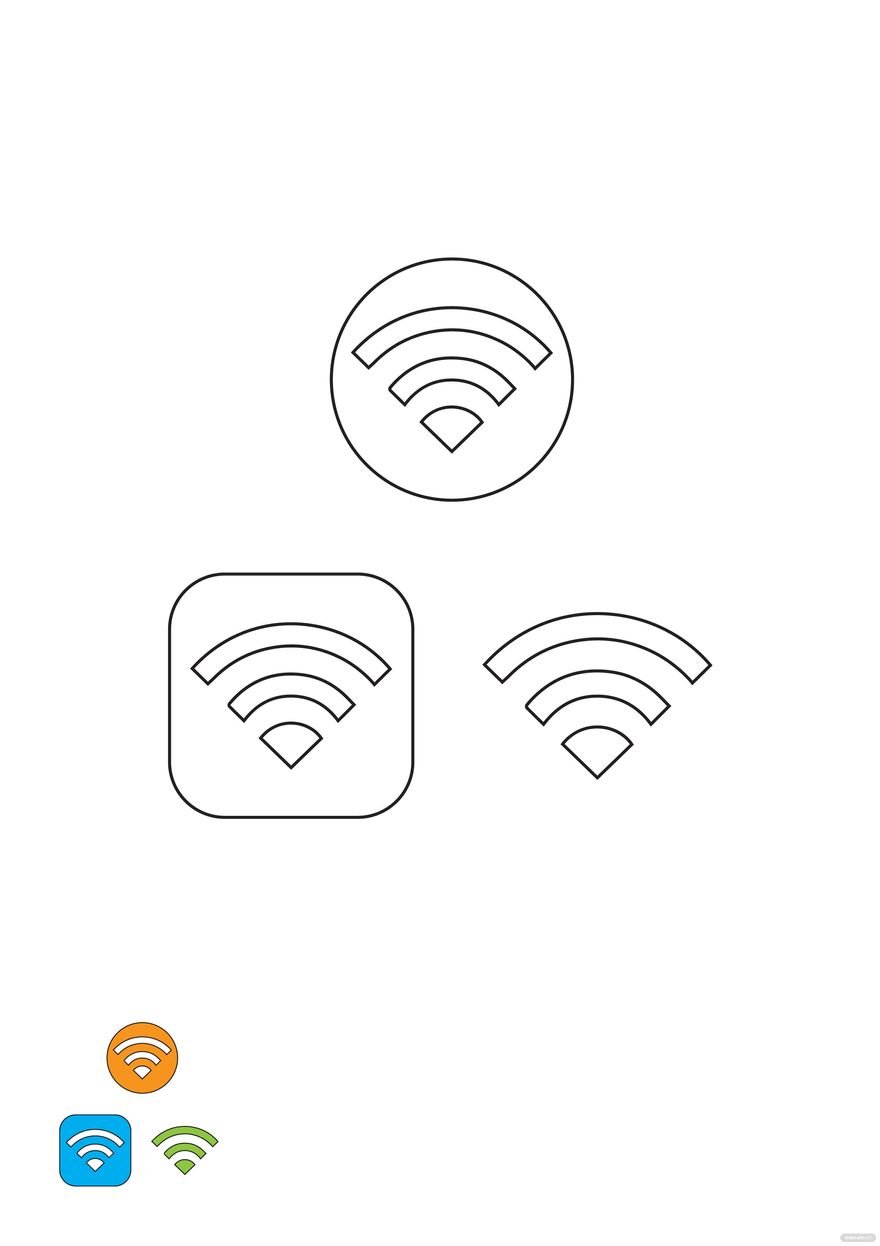 Transparent WiFi Coloring Page in PDF, JPG