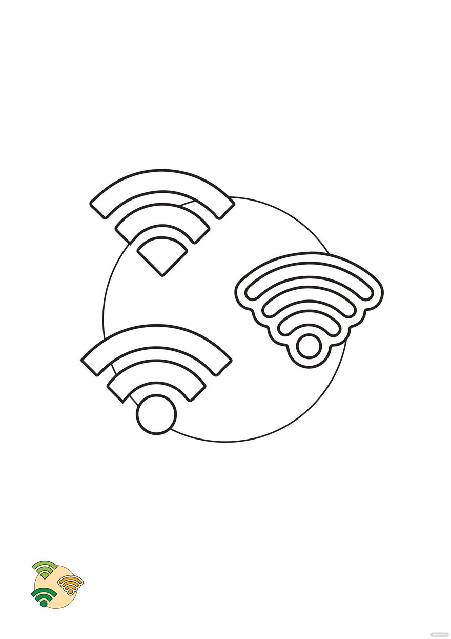 Free White WiFi Coloring Page in PDF, JPG
