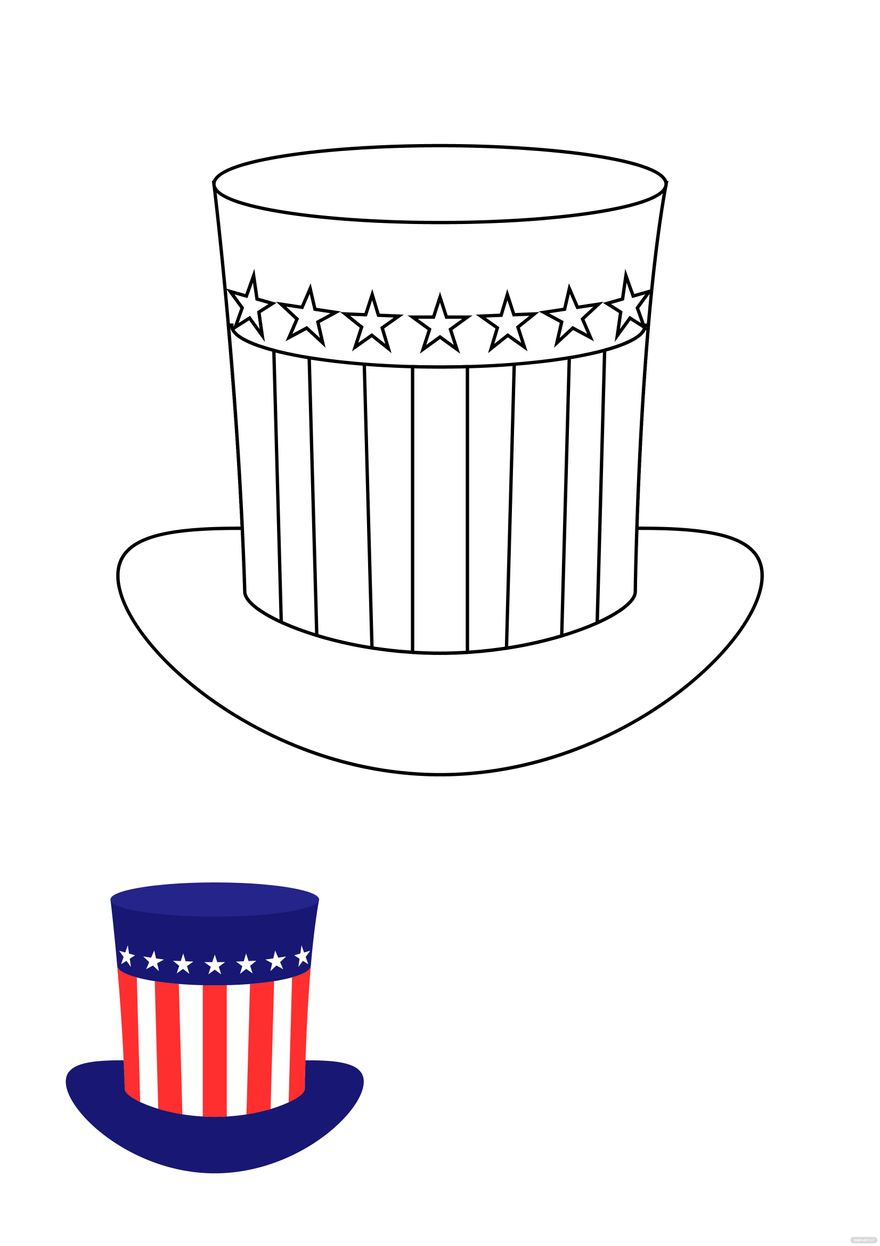 Free 4th Of July Hat Coloring Page in PDF, JPG