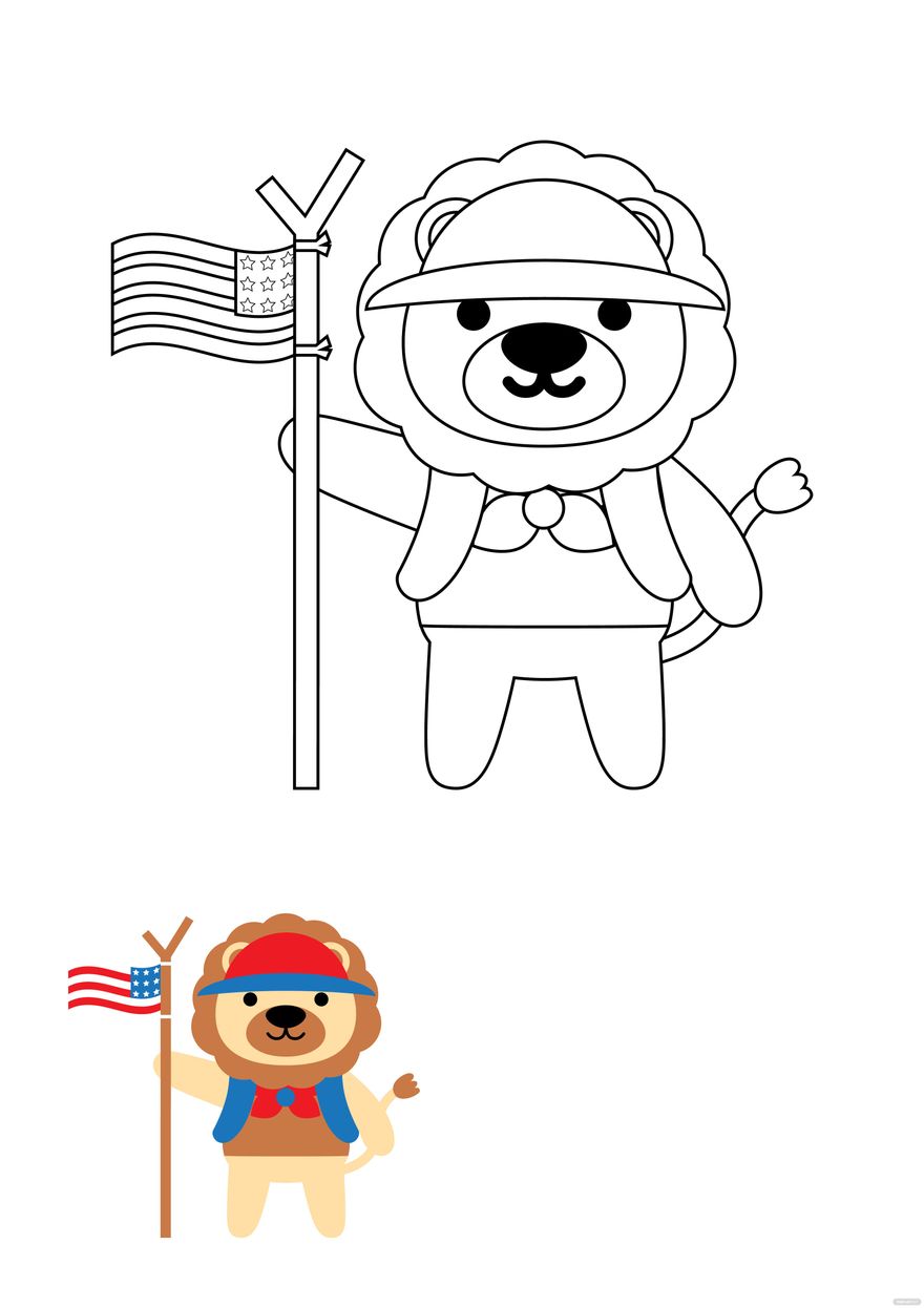 Free Animal 4th Of July Coloring Page in PDF, JPG