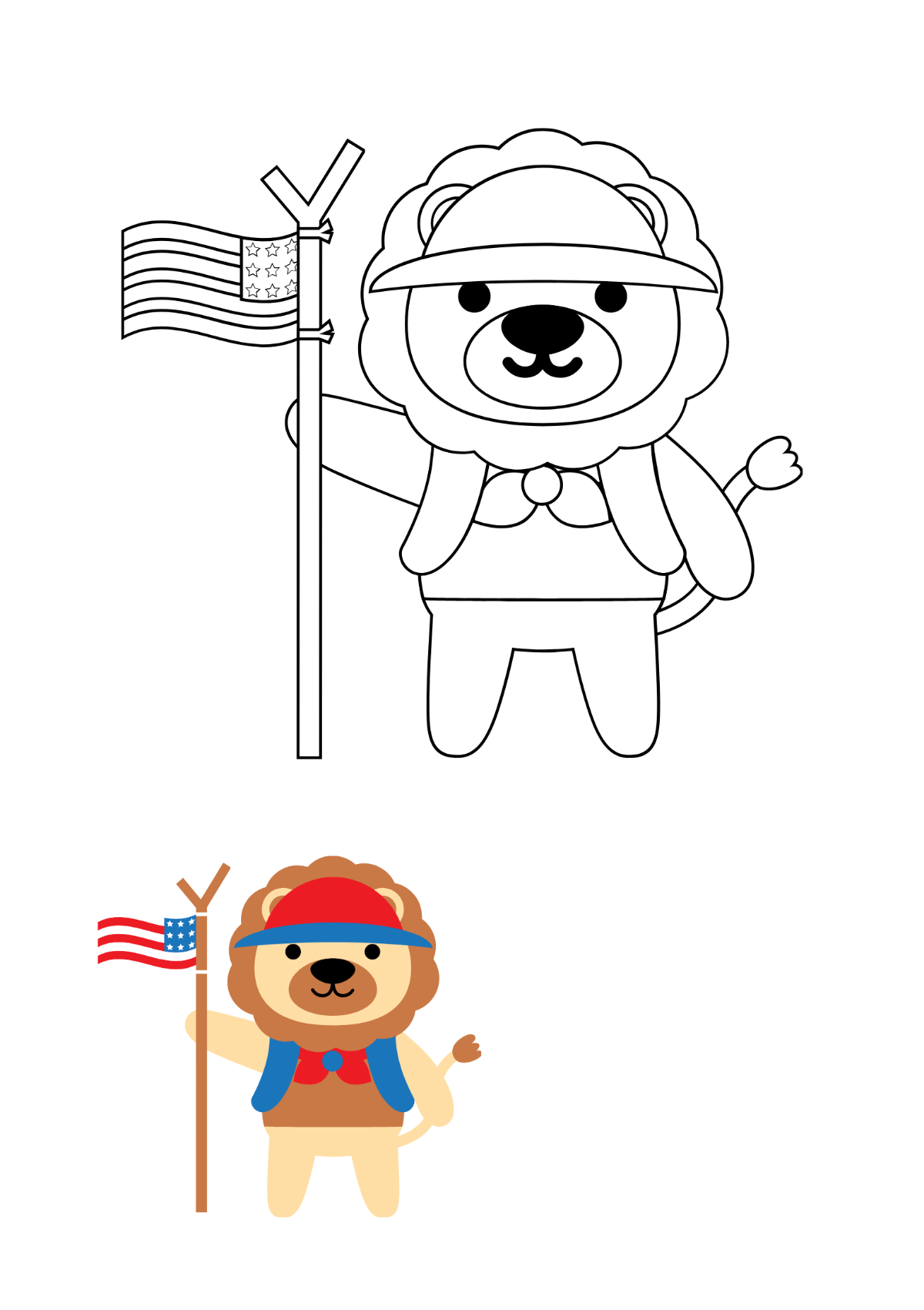 Animal 4th Of July Coloring Page Template