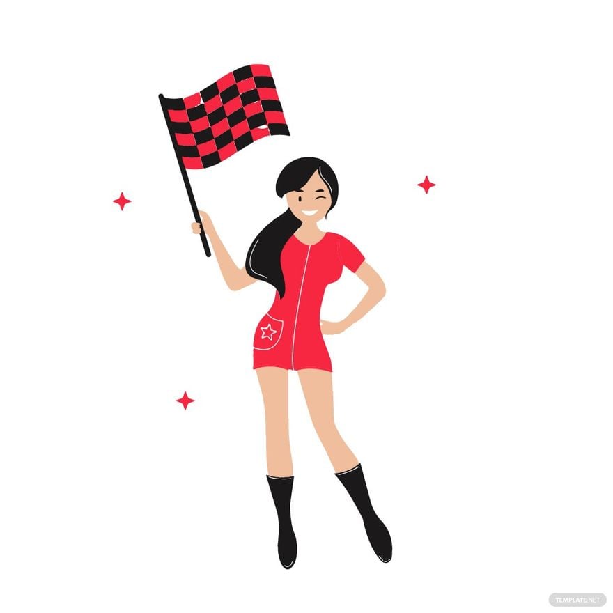 Checkered Flag Girl Clipart in Illustrator