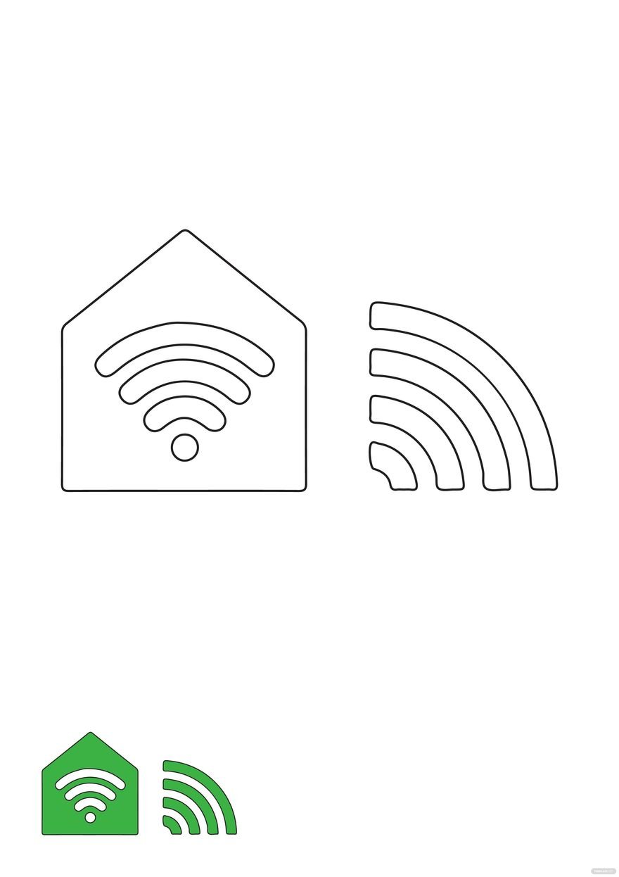 Free Green Wifi coloring page
