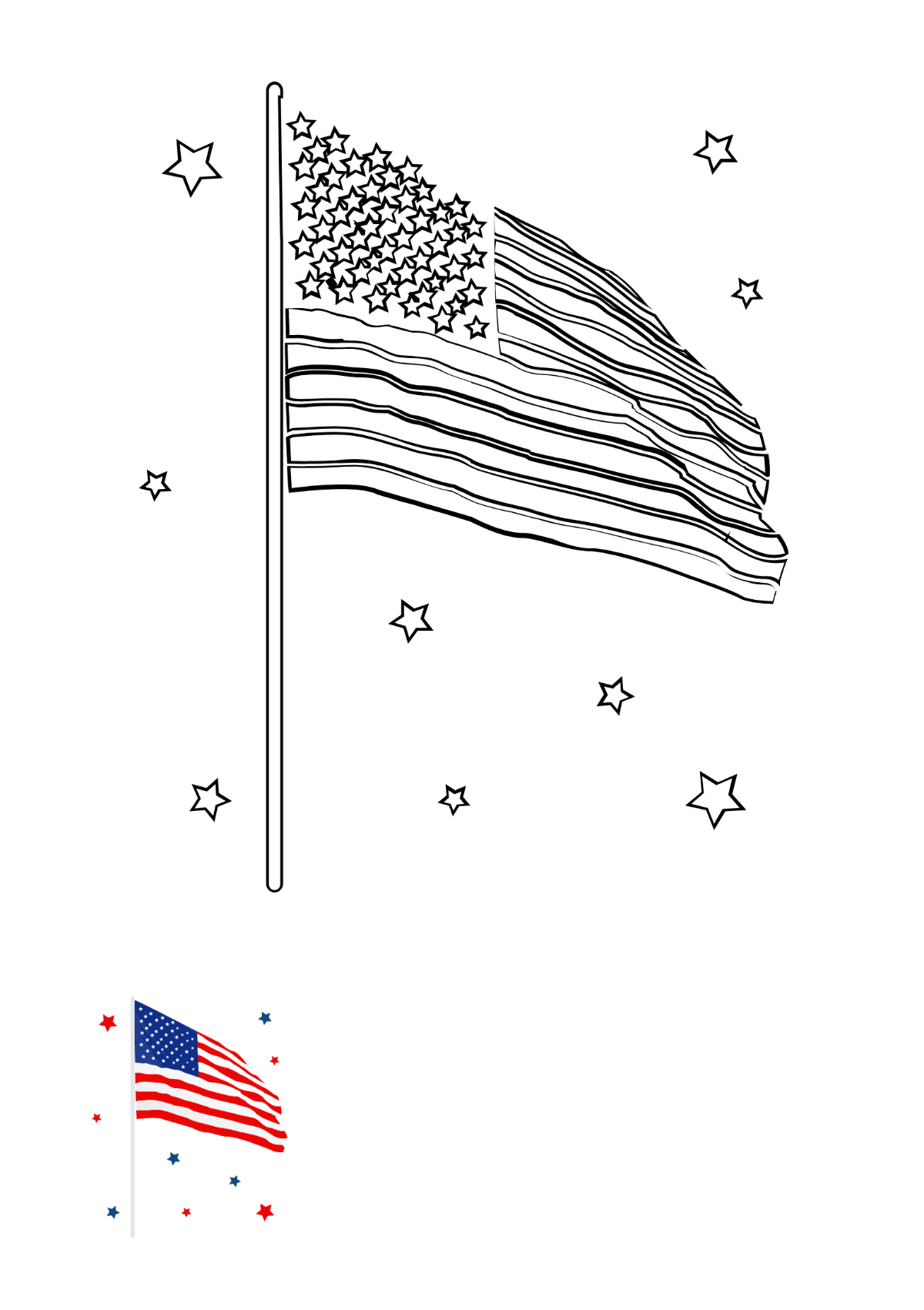 Independence Day Coloring Page Template