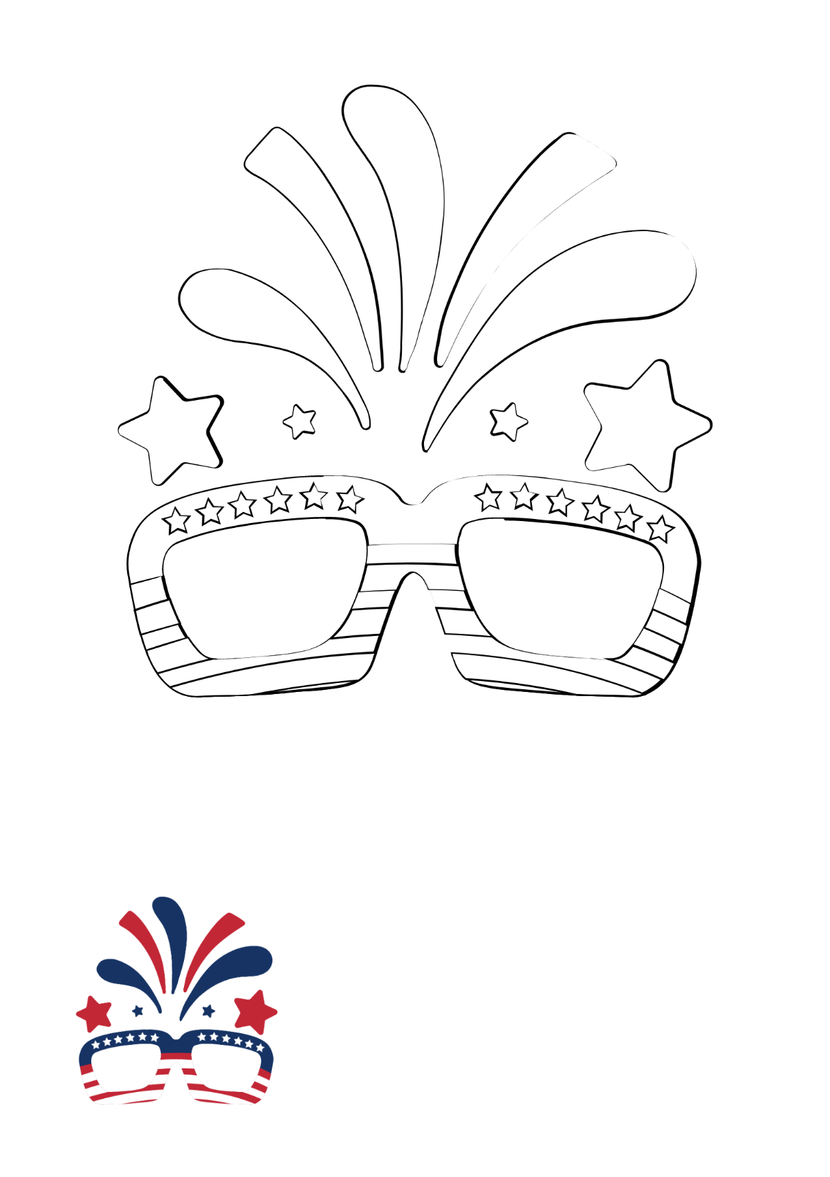 Cartoon 4th Of July Coloring Page Template