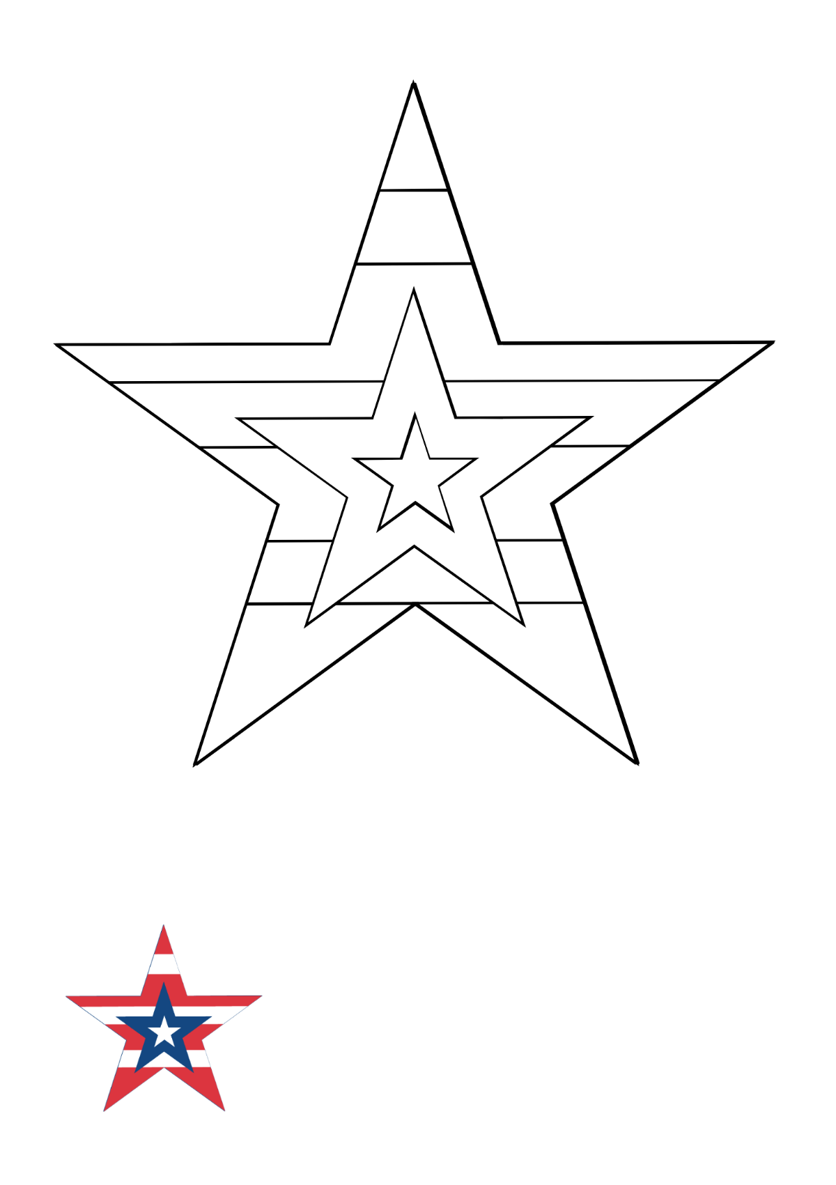 4th Of July Star Coloring Page Template