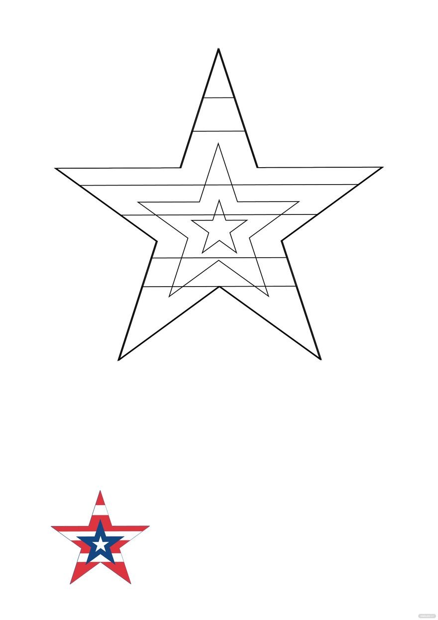 Free 4th Of July Star Coloring Page in PDF, JPG